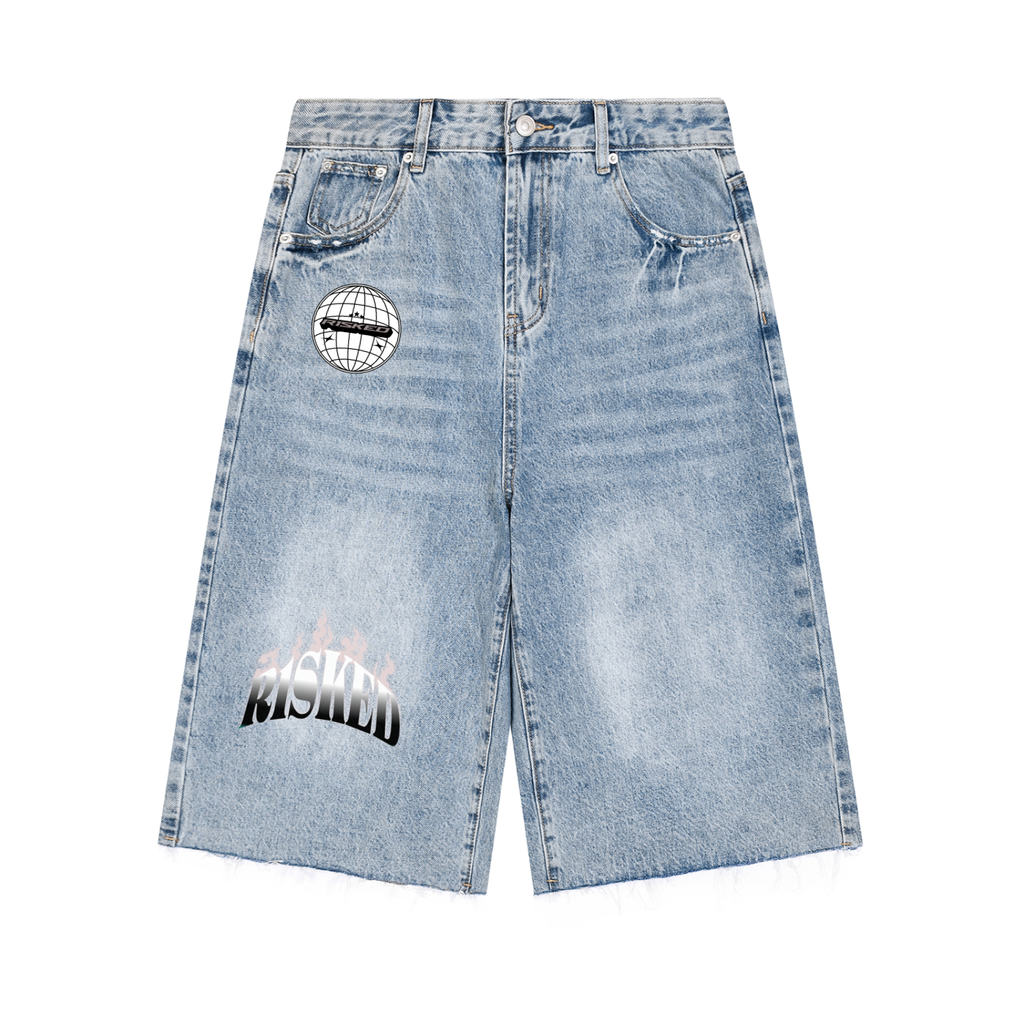 RISKED BLUE JEANS